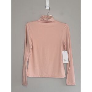 Yogalicious Zenly Evelyn Mock Neck Top Large Stretch Blush Pink Long Sleeve